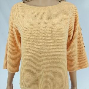 J Jill Medium 3/4 Sleeve Orange Sweater Knit